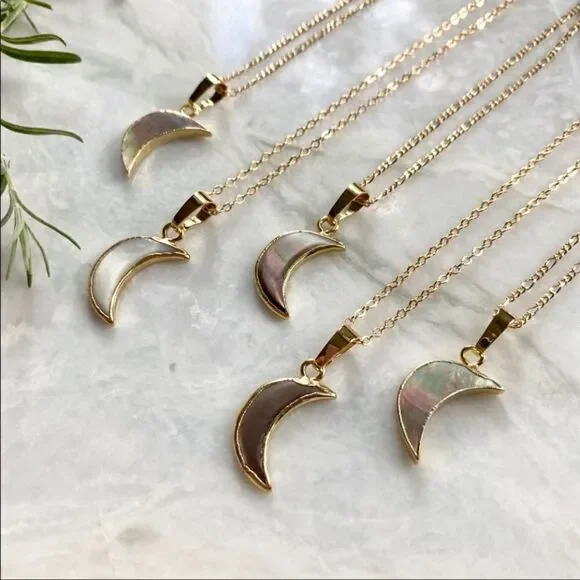 Mother of Pearl Crescent Moon Necklace - Picture 9 of 13